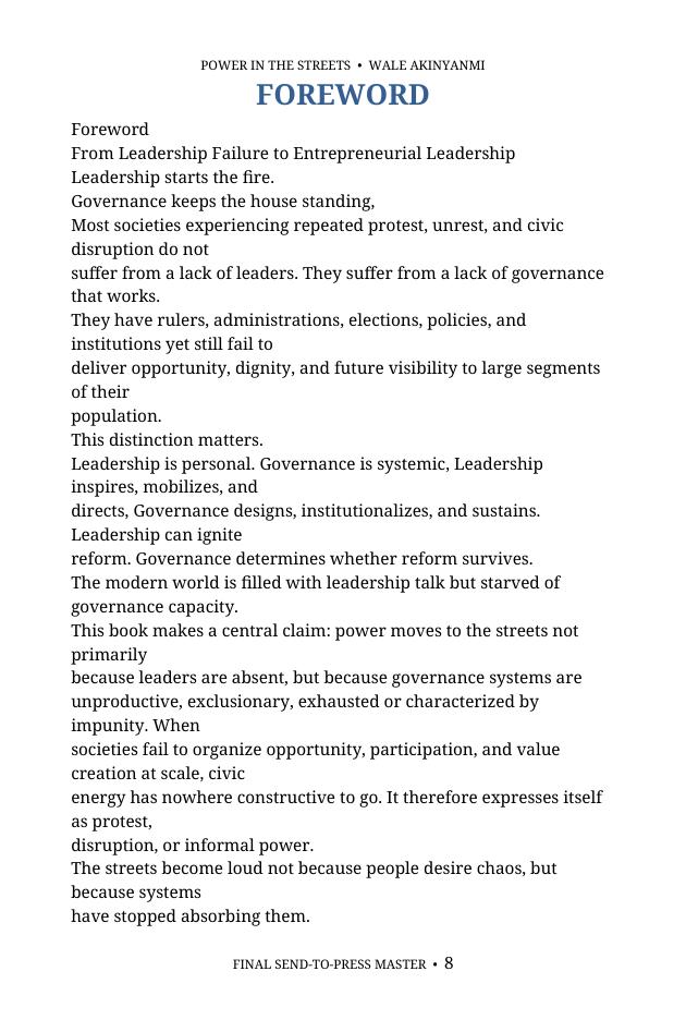 Sample page from the book: the foreword on leadership and governance